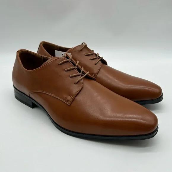 Perry Ellis Classic Brown Leather Oxford Dress Shoes Size 8.5 NWB - Picture 3 of 12